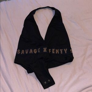 Savage X Fenty Black Halter Bodysuit